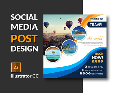 Social Media Post Design Travel Banner social media post template