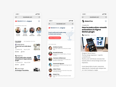 News Web and article page app typography ui ux web