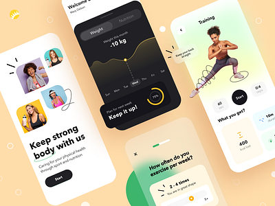 Fitness - Mobile app app cardio coach color exercise fitness glass gym app health healthy lifestyle minimal mobile sport training ui uiux ux warm welness workout