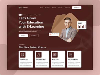 E-Learning Landing Page 🔥🔥 best ui best ui templates clean ui design figma landing page landing page design minimal design minimal header minimal hero section new website trend2021 trend2022 trending ui trending ui design ui ui design ux ux design website design