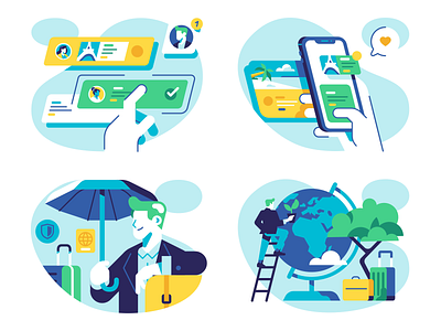 Bizaway - Platform spot illustrations 2 bodymovin ecology environment globe illustration interface json loop lottie man motion design motion graphics planet sustainability svg travel trip