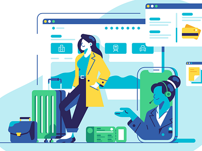 BizAway - Platform Header business character design flat geometric header identity illustration platform sail ho studio service travel