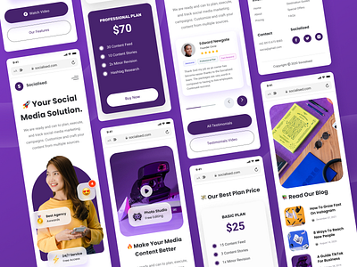 Socialised - Social Media Marketing Responsive agency business creative homepage landing page marketing promotion responsive service social media social media marketing ui uiux ux web web design website