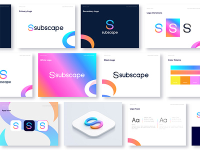 Subscape brand identity guidelines abstract app icon brand identity branding business colorful corporate gradient graphic design internet letter logo logo logo designer logotype modern s letter logo software tech technology logo visual identity