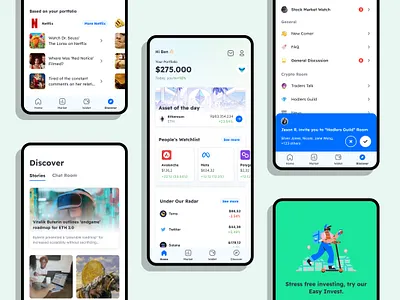 Crypto & Stocks Investing App app design system illustration product ui ux