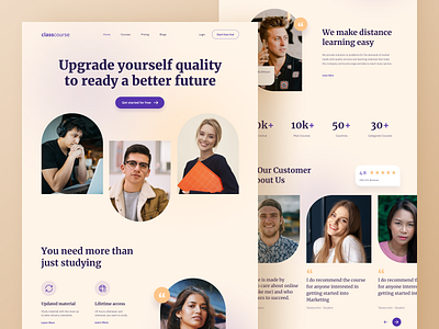 classcourse - Landing Page course e learning ecourse education elearning homepage landing page learn learning lesson skills study ui uiux ux web web design website