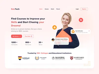 Education Website Concept app clean design company company profile design education inspiration landingpage popular shot ui ui design uiux website website design