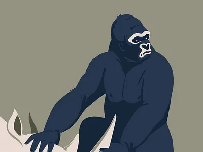I'm with you animal art digitalart drawing gorilla illustration illustrator rhino vector whiterhino