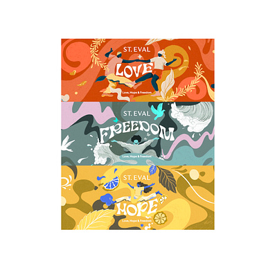 Love, Hope & Freedom adventure advertising branding candle colour design friendship illustration packaging positive vibrant