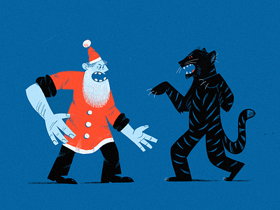 2022 2021 2022 aleksandrov alexandrov battle christmas claus covid fight happy happy new year illustration ipad new year postcard procreate santa tiger vs year