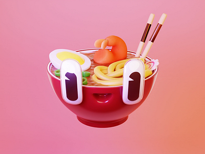 Ramen boy 2d 3d animation blender brand character color cute design illustration isometric japanese logo lowpoly mascot ramen