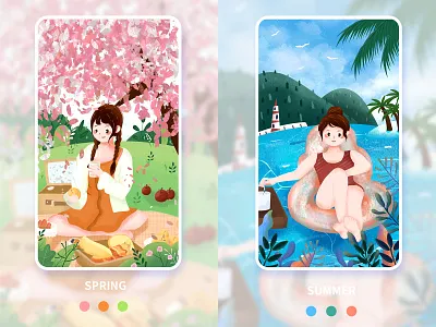 An illustration exercise about the spring and summer seasons illustration seasons spring summer