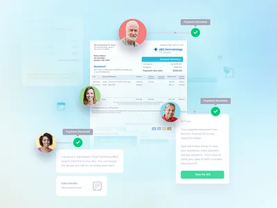 Comms. Collage billing collage communications digital design healthcare patients payments website