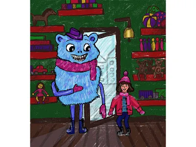 Nina and Mo childrens illustration christmas design digital illustration illustration monster photoshop toys winter