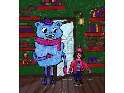 Nina and Mo childrens illustration christmas design digital illustration illustration monster photoshop toys winter