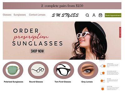 SM STYLE GLASSES branding logo ui ux