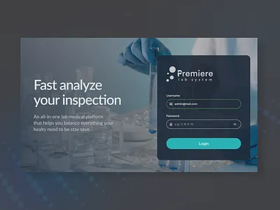 Premiere Lab System - Login Page branding health lab login ui ux website