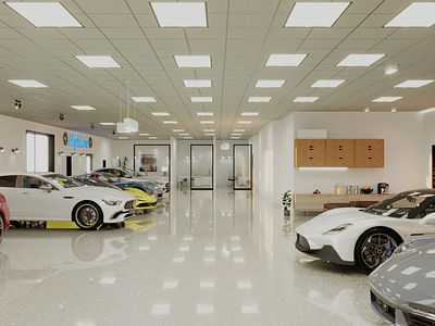 Dealership Showroom 3d advertisement branding business branding business startup dealership design graphic design render