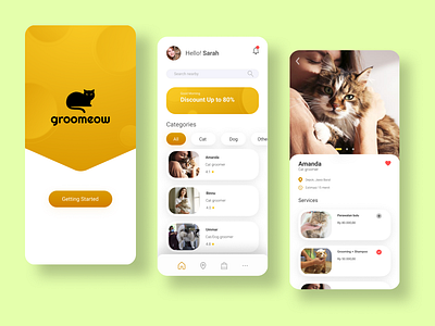 Groomeow App Design UI/UX app branding design illustration ui ux