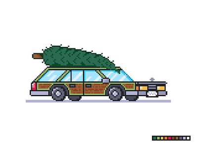 8-Bit Holiday Road 16 bit 8 bit christmas game illustration pixel pixel art retro sprite wagon