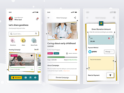 Crowfund App android app campaign card clean crowfund design donate donation ios mobile profile social ui zakat