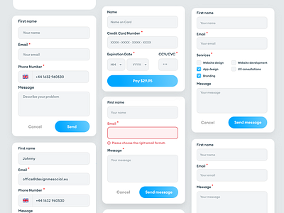 Contact Forms - UI Components clean components contact contact form contact us design input field minimal modern ui ui components ui design ux website