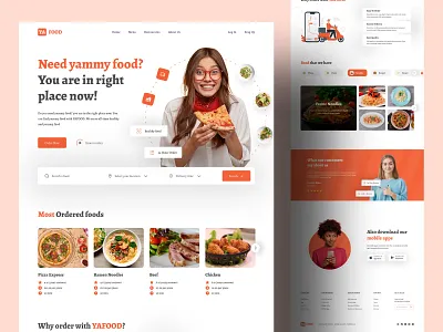 Food delivery landing page design clean design delivery delivery service food food app food delivery food delivery application food delivery service food delivery website healthy food homepage landing page design psd template restaurant snacks ui ux web design webpage website design