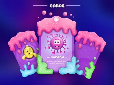 Cards for Mobile Card Game "Cell World" 2d 2dart cardgame cards characters conceptart corona design gamedesign gamedev gameui icon illustration ui virus