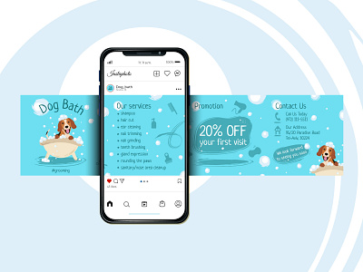 Illustration dog for grooming salon (post) adobe banner branding carousel carouselpost dog graphic design grooming illustration instagram instagram post logo motion graphics post social media