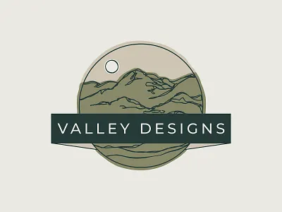 Valley Designs Logo appalachia appalachian mountains blue ridge mountains clean earth tones line art logo design loose line drawing modern mountain nature simple trendy valley