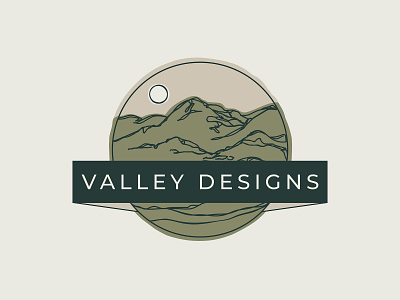 Valley Designs Logo appalachia appalachian mountains blue ridge mountains clean earth tones line art logo design loose line drawing modern mountain nature simple trendy valley