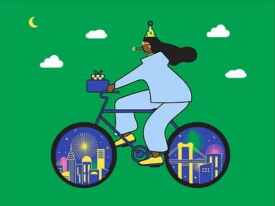 New Years Eve Cyclist biking design illustration new years eve