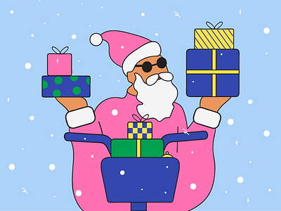 Santa Cyclist biking cyclist design holiday illustration santa