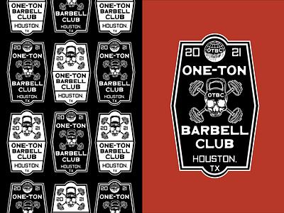 One-Ton Barbell Club Coffin Logo apparel design badge branding branding system coffin coffin logo custom lettering design graphic design gym illustration letterforms skull