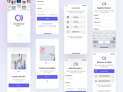 NFT Marketplace App Onboarding android app crypto design finance game ico igo iso landing marketplace metamask mobile app nft onbording template token trading ui wallet
