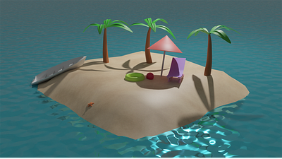 Leave me alone 3d 3dart abstract animation app beautiful boat branding design illustration island lowpoly motion graphics ocean palms sun typography ui vector