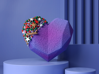 Сhristmas heart 3d christmasheart cinema 4d heart с4d сhristmas