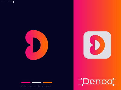 Denoa Logo Design app icon branding colorful logo creative logo gradient logo graphic design illustration letter d lettermark logo logo design logo folio logo idea logo maker logo process logo type minimalist logo modern logo design professional logo unique logo web icon