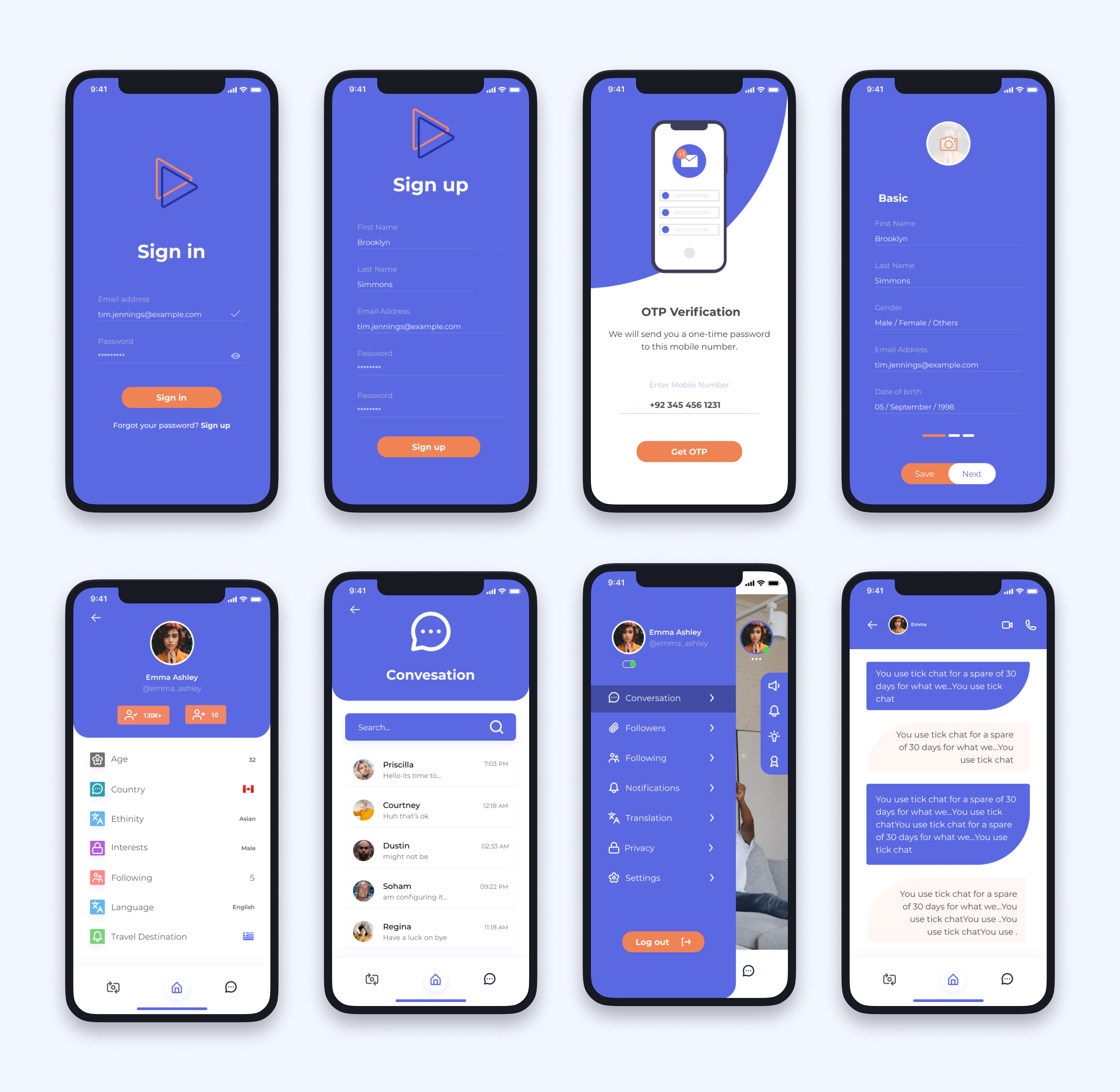 Random Chat App UI by Sabir Nawaz on Dribbble