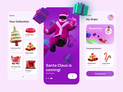 Christmas Gifts NFT App android animation app app design blockchain christmas clean crypto cryptocurrency gift ios marketplace mobile app mvp neat new year nft ronas it ui ux