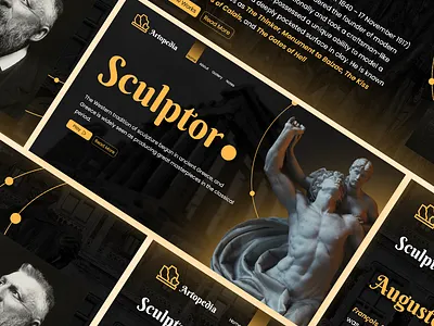 Artopedia art dribbble elegant inspiration logo sculpting ui uiux user interface website