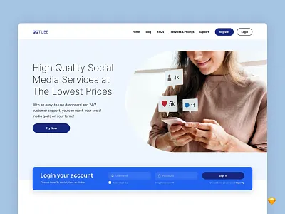 Social Media Management App Landing Page blue daily ui design digital agency digital marketing homepage interface landing page layout social media social media marketing ui ux web design