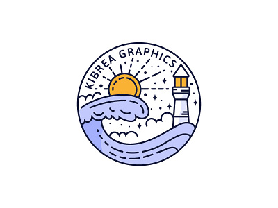 Lighthouse in the wave monoline badge design design dribbble illustration lighthouse line art logo minimalist modern logo monoline logo vector waves