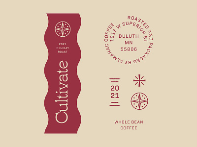 Cultivate Coffee Roast Label Design Elements christmas coffee design flat flatdesign holidays identity illustration lockup logo packaging vector winter