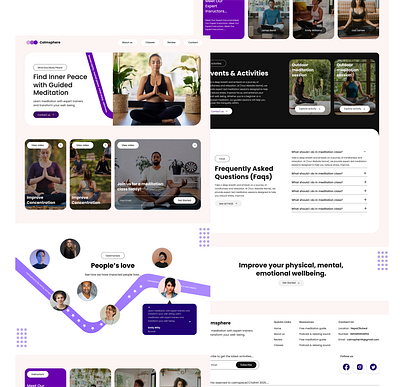 Meditation platform landing page design exploration branding figma landing page ui ux website