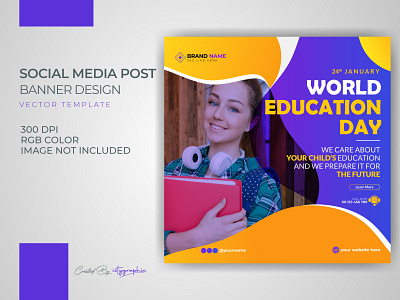 Education School Admission Banner Post Free Download admission banner design education free template illustration kids media post school social template vector web banner world education day