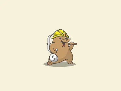 MOLE MINER! blackchain crypto design dollar flat graphic design illustration miner mole money rich