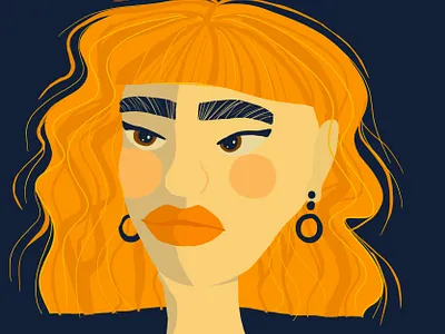 Red Bangs Lady illustration procreate