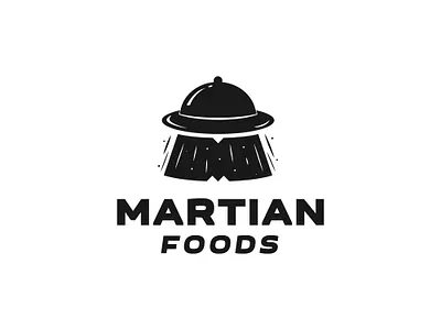 Martian foods ai alien black delivery design eat food logo vector white