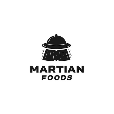 Martian foods ai alien black delivery design eat food logo vector white